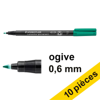 Offre : 10x Staedtler Lumocolor 318 marqueur permanent (0,6 mm ogive) - vert 424740