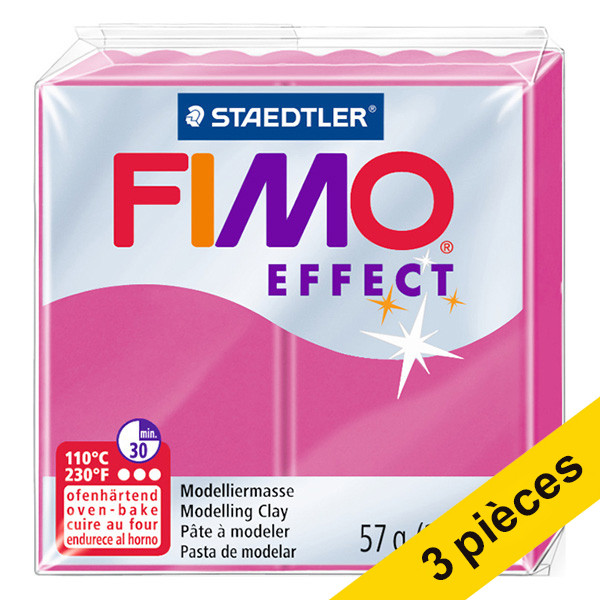Offre : 3x Fimo effect pâte à modeler 57g - 286 rubis quartz 424690 - 1