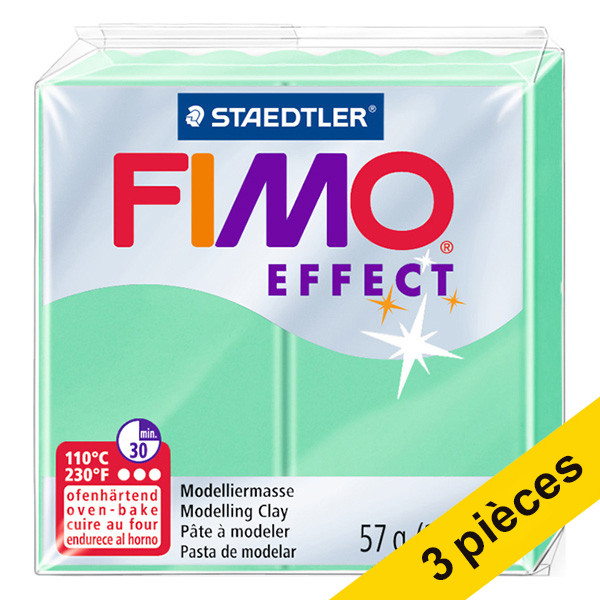 Offre : 3x Fimo effect pâte à modeler 57g - 506 vert jade 424671 - 1