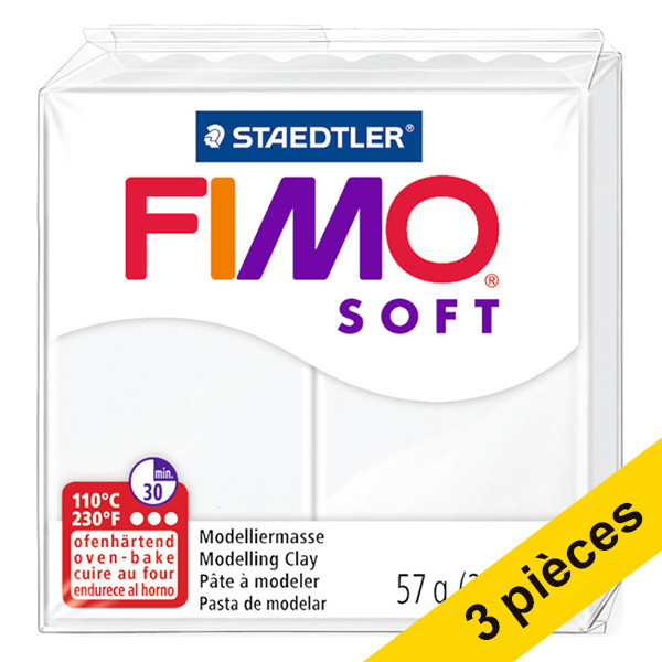 Offre : 3x Fimo soft pâte à modeler 57g - 0 blanc 424692 - 1