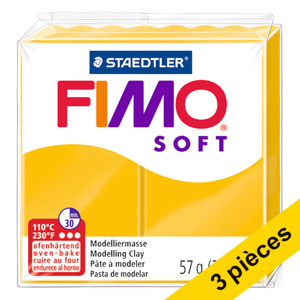 Offre : 3x Fimo soft pâte à modeler 57g - 16 jaune soleil 424662 - 1