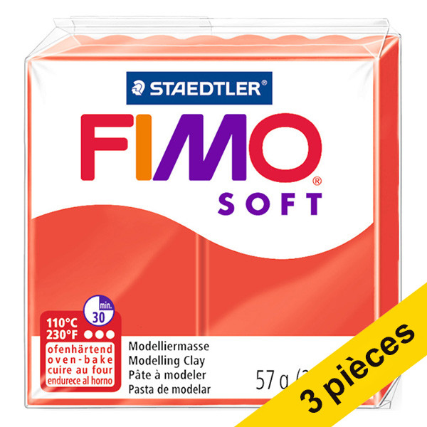 Offre : 3x Fimo soft pâte à modeler 57g - 24 rouge indien 424682 - 1