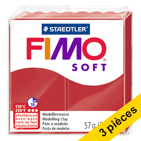 Offre : 3x Fimo soft pâte à modeler 57g - 2P rouge Noël 424680 - 1