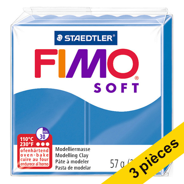 Offre : 3x Fimo soft pâte à modeler 57g - 37 bleu pacifique 424651 - 1