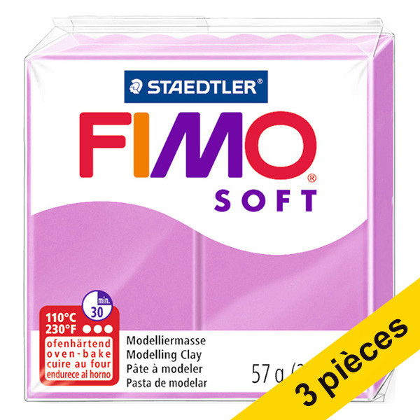 Offre : 3x Fimo soft pâte à modeler 57g - 62 lavande 424674 - 1