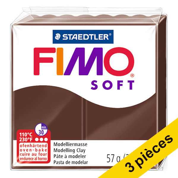 Offre : 3x Fimo soft pâte à modeler 57g - 75 chocolat 424707 - 1