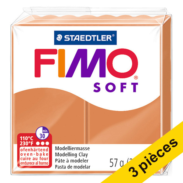Offre : 3x Fimo soft pâte à modeler 57g - 76 cognac 424657 - 1