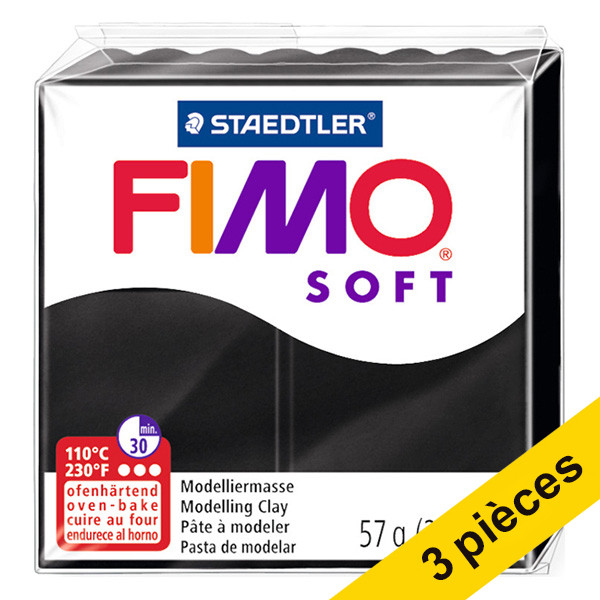 Offre : 3x Fimo soft pâte à modeler 57g - 9 noir 424714 - 1