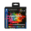 Staedtler Pigment Arts Basic Colors feutres pinceaus (12 pièces) 209664 - 1