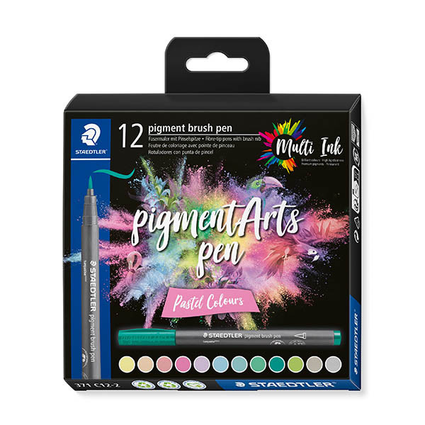 Staedtler Pigment Arts Pastel Colours feutres pinceaux (12 pièces) 209665 - 1