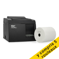 Star TSP143IIU+ imprimante tickets de caisse avec 5 rouleaux de caisse 80x80x12 blancs thermiques  - noir 081048