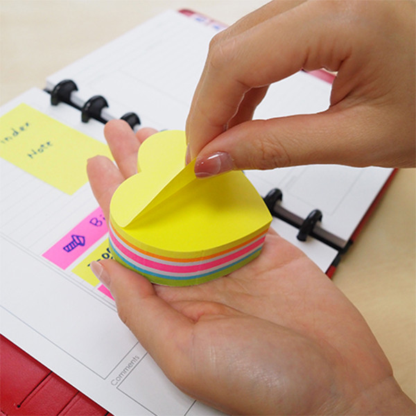 Stick'n Die-Cut notes forme cœur 61 x 70 mm (250 feuilles) - couleurs fluo 201848 - 3