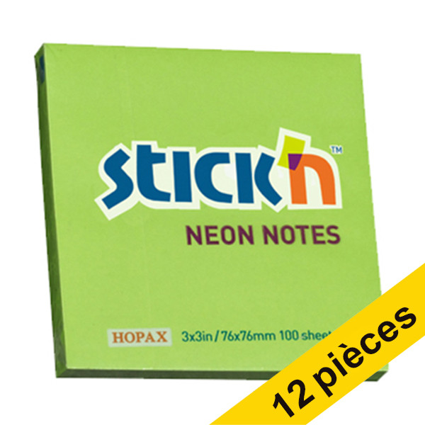 Offre: 12x Stick'n notes 76 x 76 mm - vert fluo 201731 - 1