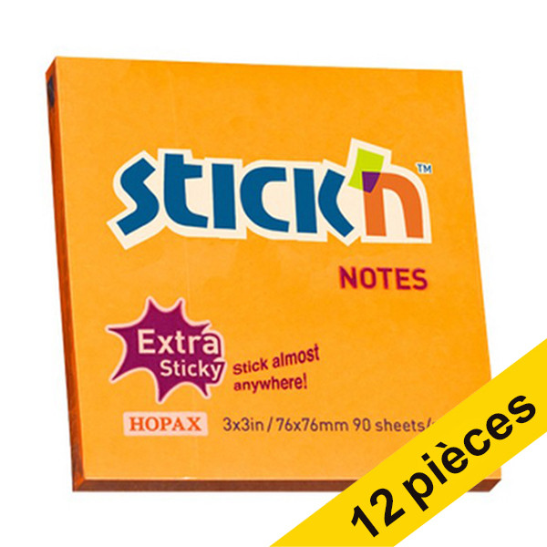 Offre : 12x Stick'n notes extra collantes 76 x 76 mm - orange 201722 - 1