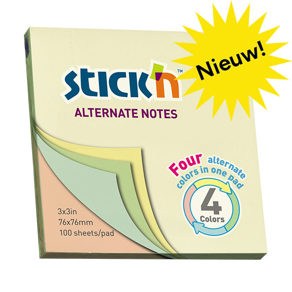 Stick'n bloc-notes 76 x 76 mm (100 feuilles) - pastel 201840 - 1