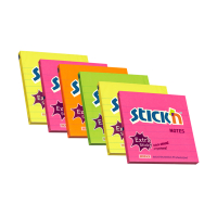 Stick'n bloc-notes extra collant ligné 101 x 101 mm (6 pièces) - fluo 201767
