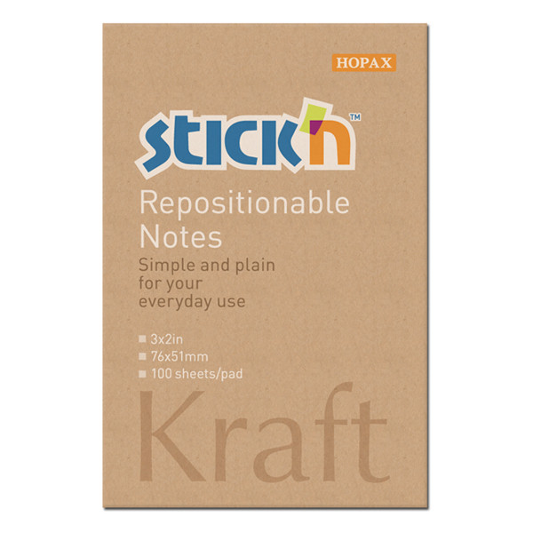 Stick'n notes autocollantes kraft 51 x 76 mm 400882 - 1