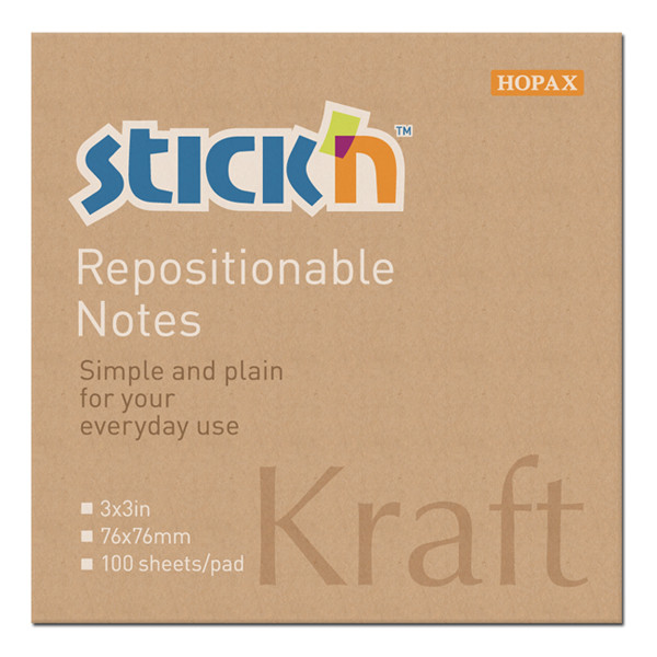 Stick'n notes autocollantes kraft 76 x 76 mm 400883 - 1