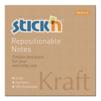 Stick'n notes autocollantes kraft 76 x 76 mm 400883