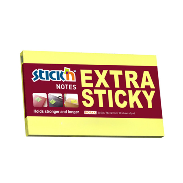 Stick'n notes extra collantes 76 x 127 mm - jaune fluo 201705 - 1