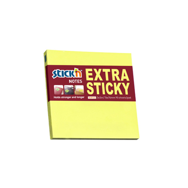 Stick'n notes extra collantes 76 x 76 mm (90 feuilles) - jaune fluo 201700 - 1