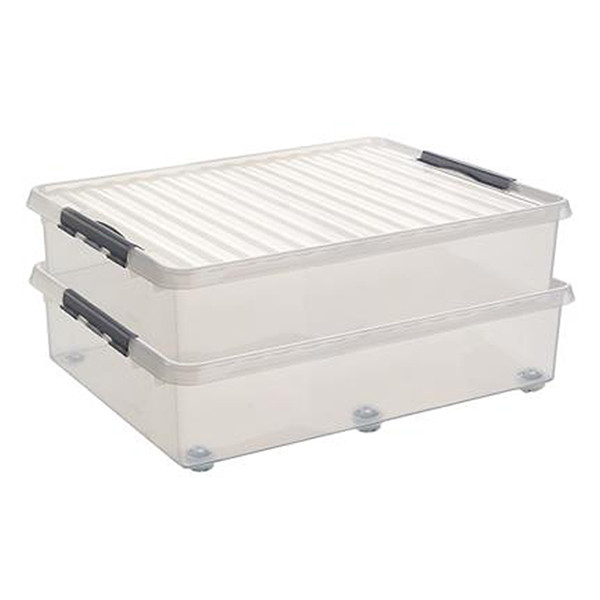 Sunware Q-line boîte de rangement à roulettes 60 litres - transparent 216760 - 3
