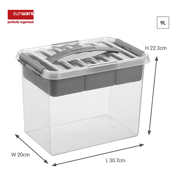 Sunware Q-line boîte de rangement avec insert 9 litres - transparent 216762 - 2
