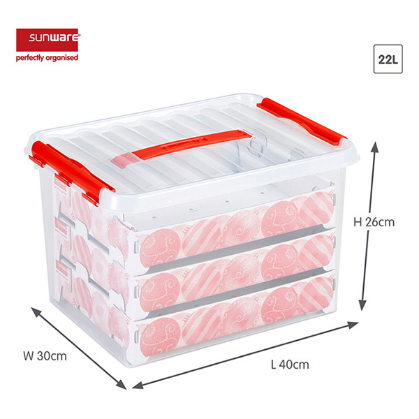 Sunware Q-line boîte de rangement transparente pour décorations de Noël 22 litres (60 boules de Noël) 216571 - 2