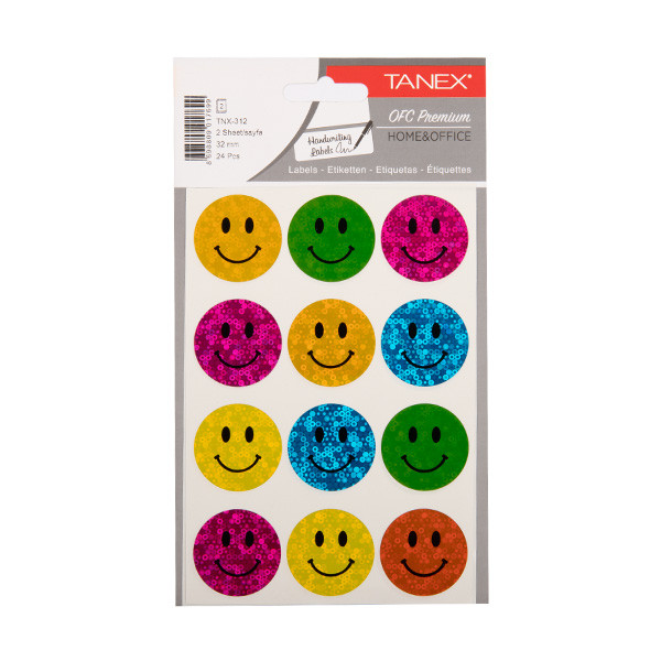 Tanex Smiling Face autocollants holographiques grands (2 x 20 pièces) - couleurs assorties 404126 - 1