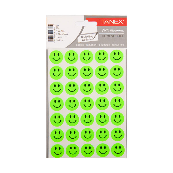 Tanex Smiling Face autocollants petits (2 x 35 pièces) - vert fluo 404131 - 1