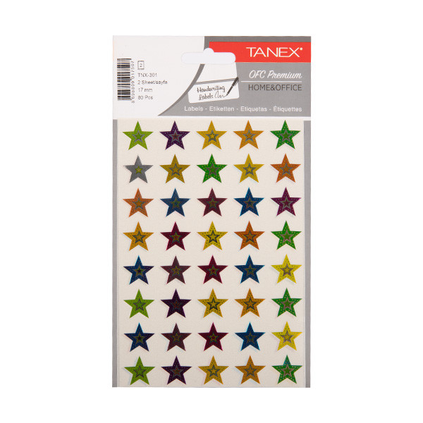 Tanex Stars autocollants holographiques (2 x 40 pièces) - couleurs assorties 404122 - 1