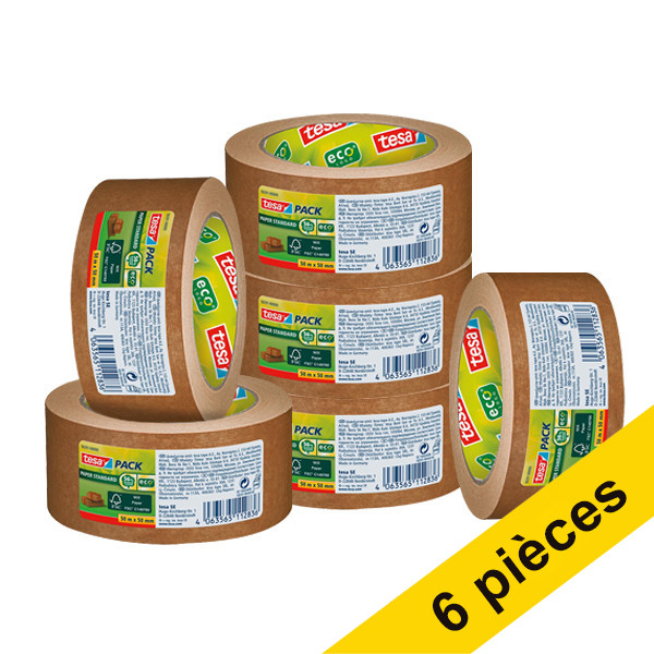 Tesa Eco Paper Standard ruban d'emballage 50 mm x 50 m (6 rouleaux) - marron 202410 - 1