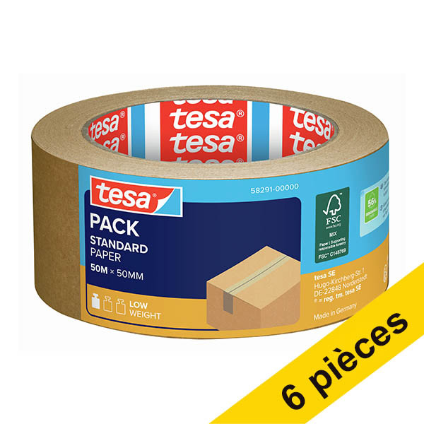 Tesa Eco Paper Standard ruban d'emballage 50 mm x 50 m (6 rouleaux) - marron 202410 - 1