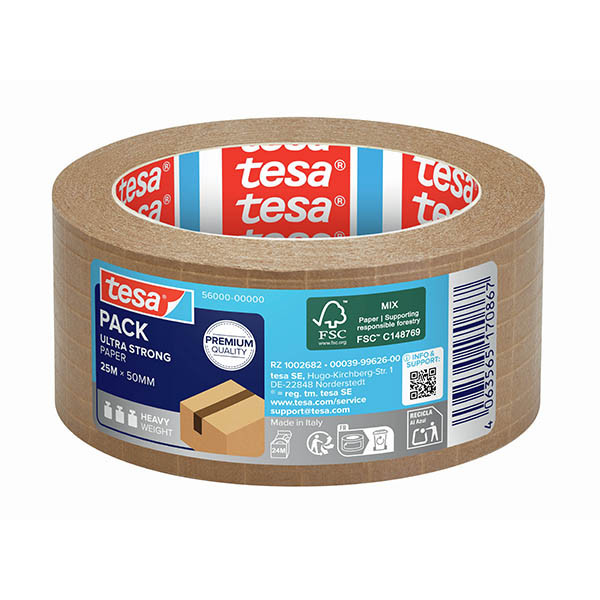 Tesa Eco Ultra Strong ruban d'emballage papier 50 mm x 25 m (1 rouleau) - marron 203382 - 1