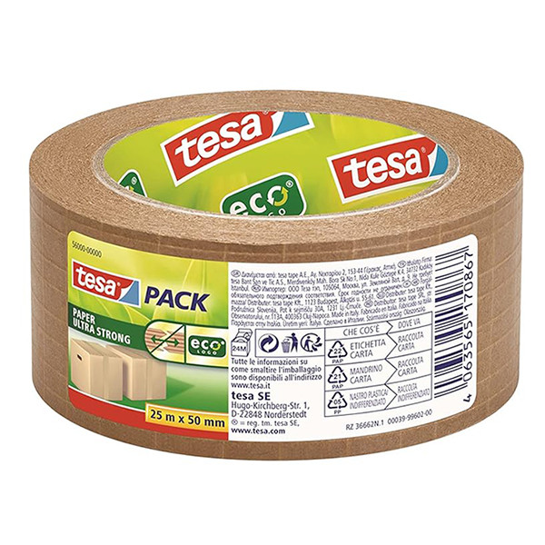 Tesa Eco Ultra Strong ruban d'emballage papier 50 mm x 25 m (1 rouleau) - marron 203382 - 1