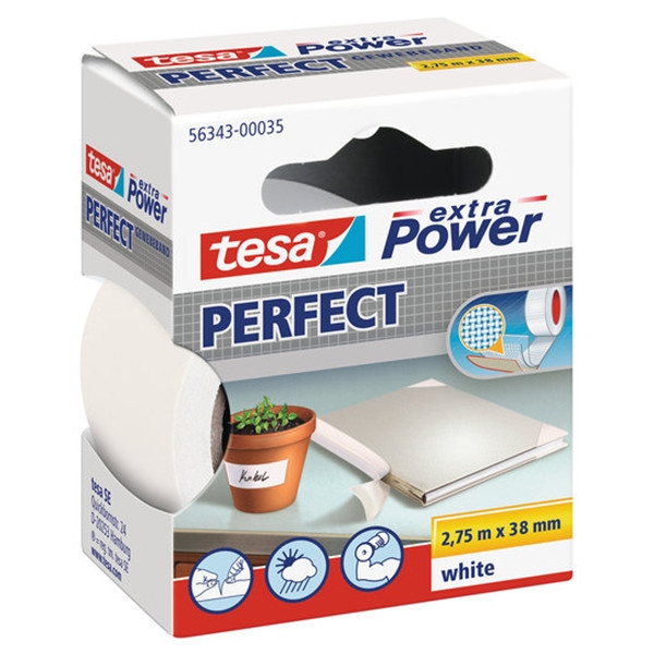 Tesa Extra Power Perfect ruban adhésif textile 38 mm x 2,75 m - blanc 202280 - 1