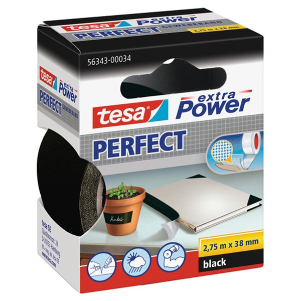 Tesa Extra Power Perfect ruban adhésif textile 38 mm x 2,75 m - noir 202279 - 1