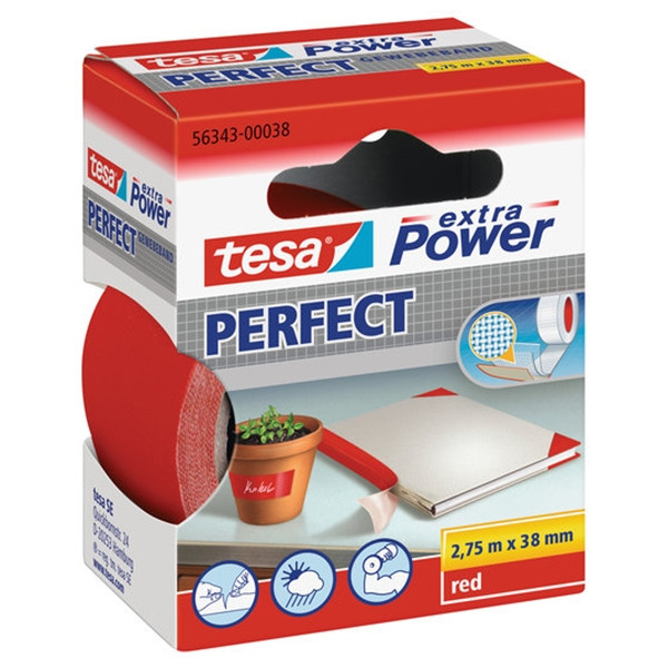 Tesa Extra Power Perfect ruban adhésif textile 38 mm x 2,75 m - rouge 202283 - 1