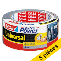 Offre: 5x Tesa Extra Power Universal ruban adhésif 50 mm x 25 m (1 rouleau) - gris