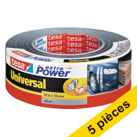 Offre: 5x Tesa extra Power Universal ruban adhésif 50 mm x 50 m (1 rouleau) - gris