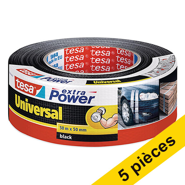 Offre: 5x Tesa extra Power Universal ruban adhésif 50 mm x 50 m (1 rouleau) - noir 202399 - 1