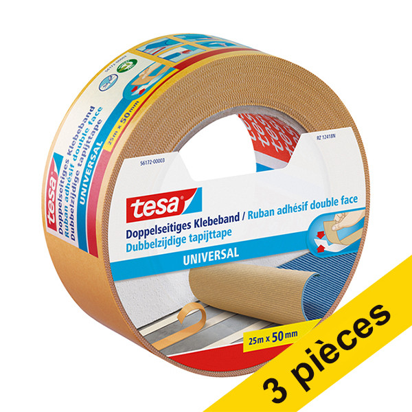 Offre : 3x Tesa 56172 ruban adhésif double face avec couche de protection 50 mm x 25 m 202395 - 1