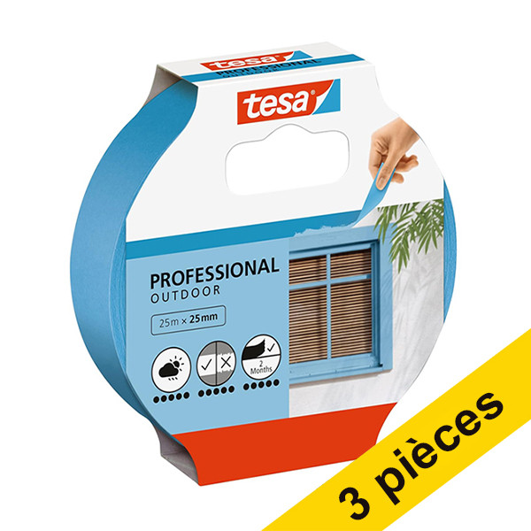 Offre : 3x Tesa Professional Outdoor ruban de masquage 25 mm x 25 m 202406 - 1