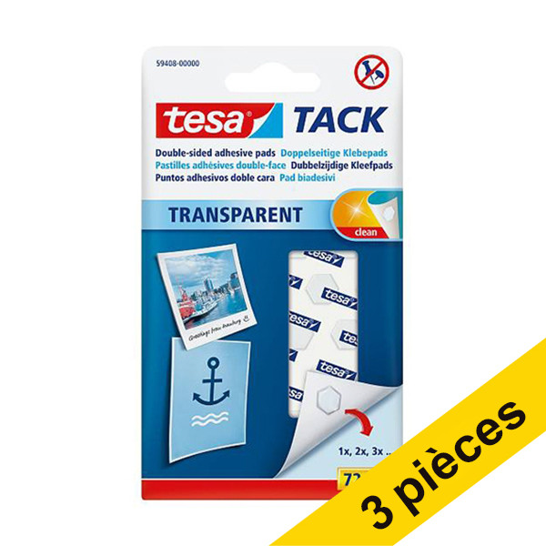 Offre : 3x Tesa Tack pastilles adhésives transparentes (72 pièces) 203369 - 1