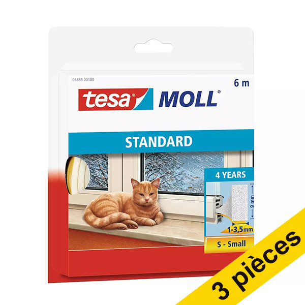 Offre : 3x Tesa TesaMoll Standard I-profile joint d'isolation 6 m x 9 mm - blanc 203336 - 1