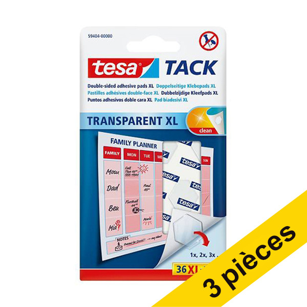 Offre : 3x Tesa pastilles adhésives transparentes XL (36 pièces) 203371 - 1