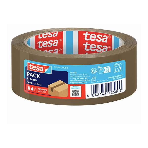 Tesa Pack Strong ruban adhésif d'emballage 38 mm x 66 m (1 rouleau) - marron 202329 - 1