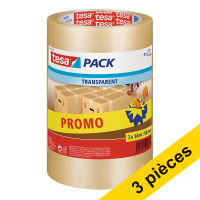 Tesa Pack ruban adhésif d'emballage transparent 50 mm x 66 m pack (3 rouleaux) 202332