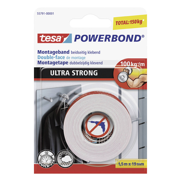 Tesa Powerbond Ultra Strong ruban adhésif double face 19 mm x 1,5 m 202383 - 1