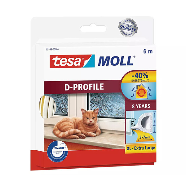 Tesa TesaMoll Classic D-profile joint d'isolation 6 m x 9 mm - blanc 203316 - 1